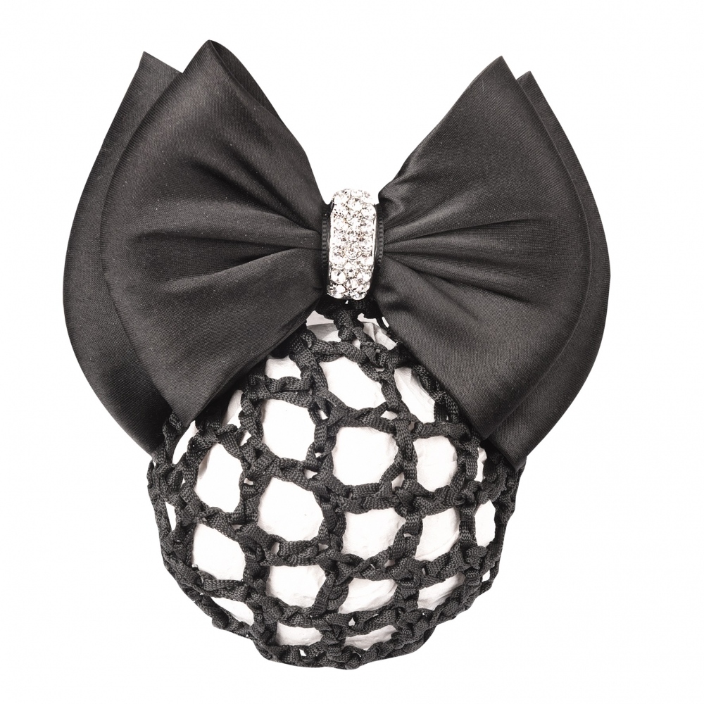 Knotted hair net with ribbon and clasp Knotted hair net with ribbon and clasp