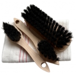 Haas Mini Wooden Shoe Care Set with Horsehair Blend