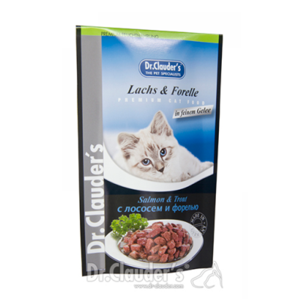 DR. CLAUDER'S wet cat food with salmon and trout in jelly, 100 g DR. CLAUDER'S wet cat food with salmon and trout in jelly, 100 g